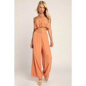NWT Lulus Peach High-waisted Pants Set Orange - XS
